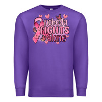 Purple nobody fights alone cancer Premium Sweatshirt - MaliasSmallBusiness