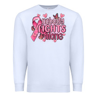 White nobody fights alone cancer Premium Sweatshirt - MaliasSmallBusiness