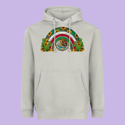 Mexican Flag Cactus And Sunflowers Rainbow Heavyweight Hoodie Designed By Jasminsmagicworld