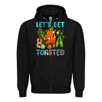 Black let's get toasted with camp fire Zipper Hoodie - AdoDesignShop