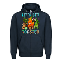 Navy let's get toasted with camp fire Zipper Hoodie - AdoDesignShop
