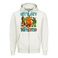 Oatmeal Heather let's get toasted with camp fire Zipper Hoodie - AdoDesignShop