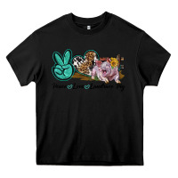 Black Peace Love Landrace Pig Heavy Core Tee - LillyAllenDesigns