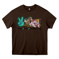 Chocolate Brown Peace Love Landrace Pig Heavy Core Tee - LillyAllenDesigns
