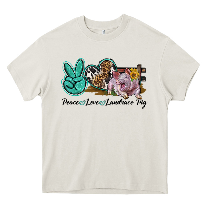 Peace Love Landrace Pig Heavy Core Tee by LillyAllenDesigns | Teevron