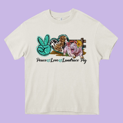 Peace Love Landrace Pig Heavy Core Tee Designed By Lillyallendesigns