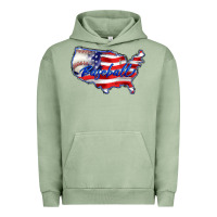 Pigment Oil Green usa flag baseball Urban Hoodie - BarkalooDesign