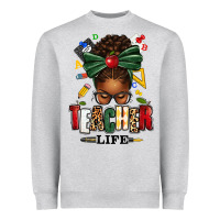 Teacher Life Afro Messy Bun Heavyweight Sweatshirt | Teevron