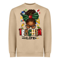 Mushroom teacher life afro messy bun Heavyweight Sweatshirt - texasbilliewilder