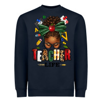 Navy teacher life afro messy bun Heavyweight Sweatshirt - texasbilliewilder