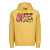 Antique Gold Pink Christmas crocin' around the Christmas tree Premium Hoodie - NancyCooperArtShop