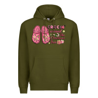 Army Green Pink Christmas crocin' around the Christmas tree Premium Hoodie - NancyCooperArtShop