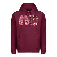 Burgundy Pink Christmas crocin' around the Christmas tree Premium Hoodie - NancyCooperArtShop
