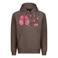 Coffee Pink Christmas crocin' around the Christmas tree Premium Hoodie - NancyCooperArtShop