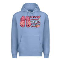 Colony Blue Pink Christmas crocin' around the Christmas tree Premium Hoodie - NancyCooperArtShop