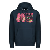Navy Pink Christmas crocin' around the Christmas tree Premium Hoodie - NancyCooperArtShop