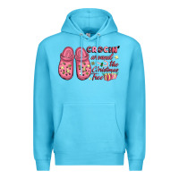 Ocean Blue Pink Christmas crocin' around the Christmas tree Premium Hoodie - NancyCooperArtShop