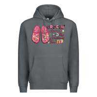 Rock Pink Christmas crocin' around the Christmas tree Premium Hoodie - NancyCooperArtShop