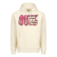 Sandshell Pink Christmas crocin' around the Christmas tree Premium Hoodie - NancyCooperArtShop