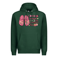 Sports Green Pink Christmas crocin' around the Christmas tree Premium Hoodie - NancyCooperArtShop