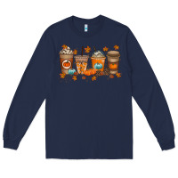Navy Fall Coffee Drink Long Sleeve Tee - RacoonDesign