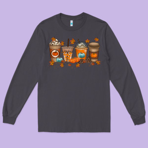 Fall Coffee Drink Long Sleeve Tee Designed By Racoondesign
