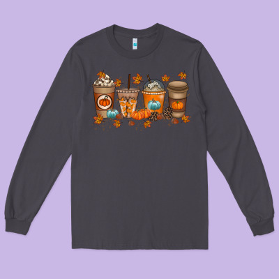 Fall Coffee Drink Long Sleeve Tee Designed By Racoondesign