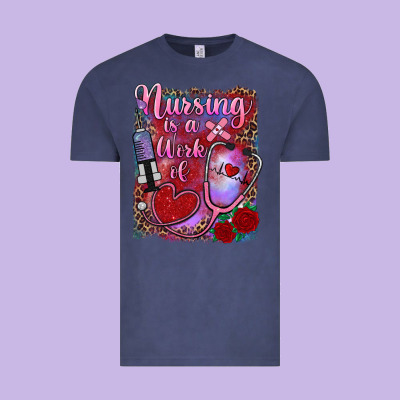 Nursing Is A Work Of Heart Vintage Tee Designed By Ranaportraitstore