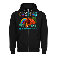 Black camping is my happy  place Zipper Hoodie - AdoDesignShop
