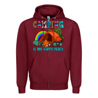 Burgundy camping is my happy  place Zipper Hoodie - AdoDesignShop