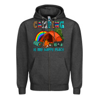 Charcoal Heather camping is my happy  place Zipper Hoodie - AdoDesignShop