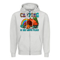 Dove Grey camping is my happy  place Zipper Hoodie - AdoDesignShop