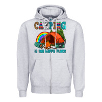 Heather Grey camping is my happy  place Zipper Hoodie - AdoDesignShop