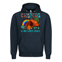 Navy camping is my happy  place Zipper Hoodie - AdoDesignShop
