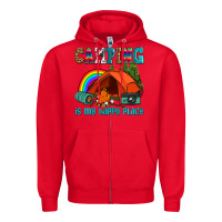 Red camping is my happy  place Zipper Hoodie - AdoDesignShop