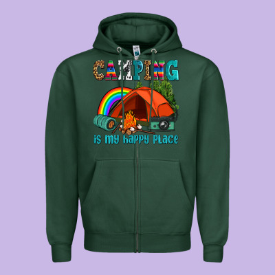 Camping Is My Happy  Place Zipper Hoodie Designed By Adodesignshop
