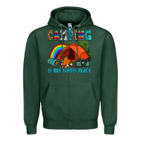 Sports Green camping is my happy  place Zipper Hoodie - AdoDesignShop