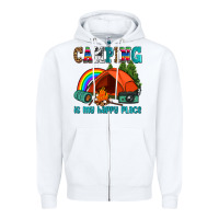 White camping is my happy  place Zipper Hoodie - AdoDesignShop
