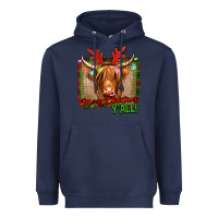 Navy merry christmas y'all highland cow Heavyweight Hoodie - Jasminsmagicworld