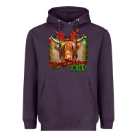 Plum merry christmas y'all highland cow Heavyweight Hoodie - Jasminsmagicworld