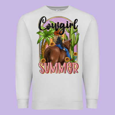 Cowgirl Summer Premium Sweatshirt Designed By Maliassmallbusiness