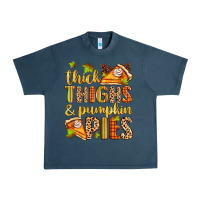 Midnight Navy thick thighs and pumpkin pies Urban Heavy Tee - Zillion Design Studio