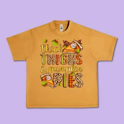 Thick Thighs And Pumpkin Pies Urban Heavy Tee Designed By Zillion Design Studio