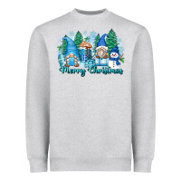 Heather Grey merry christmas snowman gnomes Heavyweight Sweatshirt - Zillion Design Studio