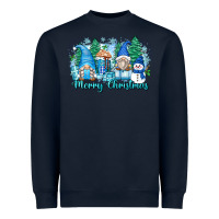 Navy merry christmas snowman gnomes Heavyweight Sweatshirt - Zillion Design Studio