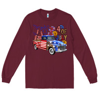 Burgundy western truck fourth of july america Long Sleeve Tee - FaDigitalArtStudio