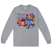 Heather Grey western truck fourth of july america Long Sleeve Tee - FaDigitalArtStudio