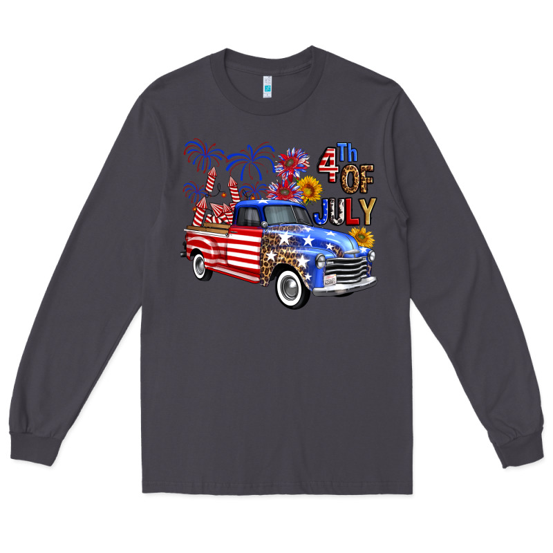 Western Truck Fourth Of July America Long Sleeve Tee by FaDigitalArtStudio | Teevron