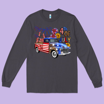 Western Truck Fourth Of July America Long Sleeve Tee Designed By Fadigitalartstudio