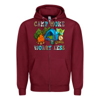 Burgundy camp more worry less Zipper Hoodie - AdoDesignShop
